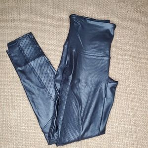 SPANX Faux Leather Moto Leggings Women's Size XL Black